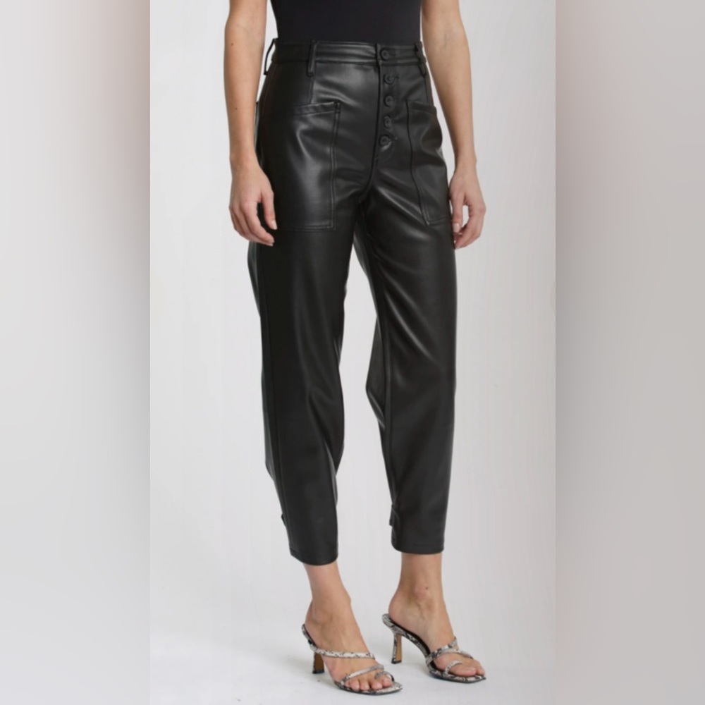 Pistola Tammy High Rise Vegan Leather Trouser in Slate Black Women’s Size 22W